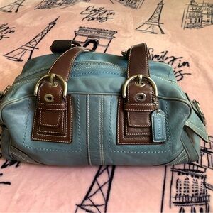 Coach Teal and Brown Satchel